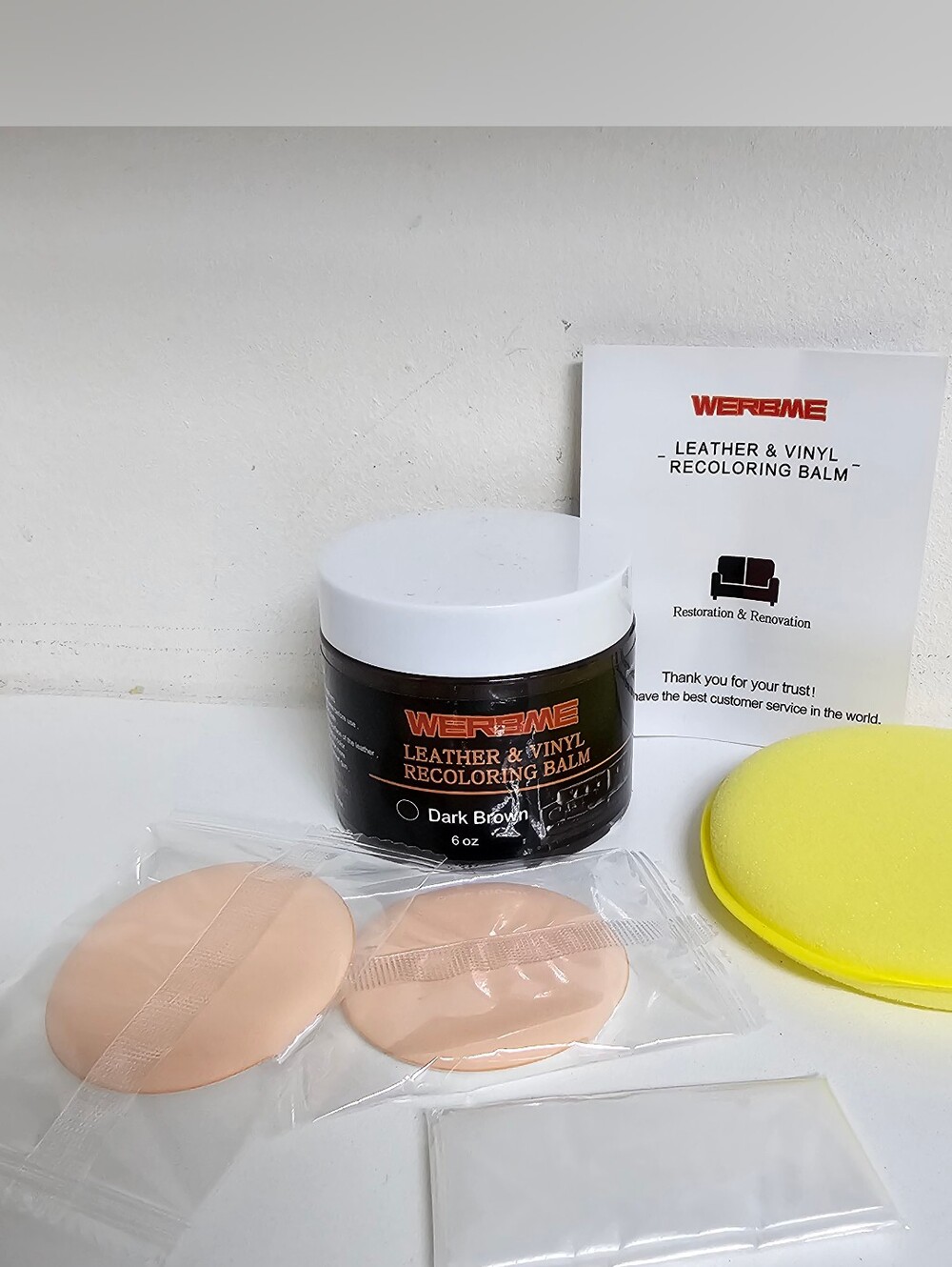 Werbme Dark Brown Leather & Vinyl Recoloring Balm - Dark Brown